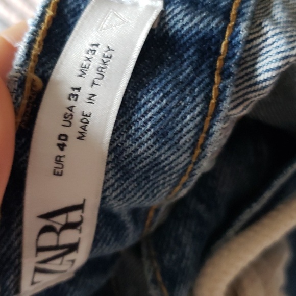 Zara slim fit Graffiti ripped jeans, mid-blue, size 31 - Picture 8 of 8